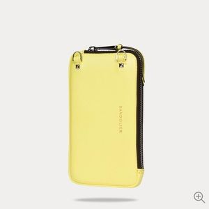 Bandolier Vegan Leather Zip Pouch in Yellow/Silver
